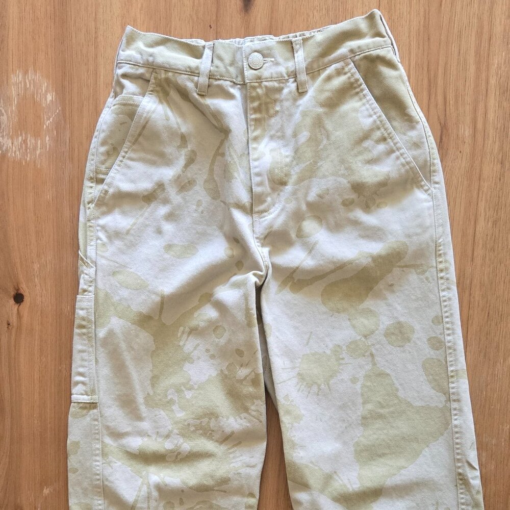 Obey Carpenter Pants | Size 24 | Paint Splatter Cream Tan Straight Leg